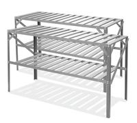 Primrose X2 Traditional 2 Tier Greenhouse Staging Shelf Workbench in Silver 126cm Primrose Silver
