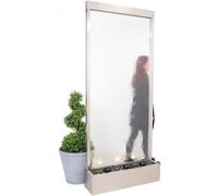 Primrose 213cm XL Brushed Stainless Steel & Glass Water Wall Water Feature for Indoor & Outdoor Use Wall Room Divider for Offices Home