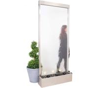 Primrose XL Brushed Stainless Steel & Glass Water Wall 213cm in Silver Primrose Silver