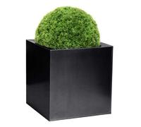 Primrose Zinc Galvanised Outdoor Black Cube Ornamental Planter Extra Large 50Cm