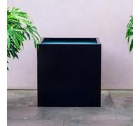 Primrose Zinc Galvanised Outdoor Black Cube Ornamental Planter Jumbo 60Cm