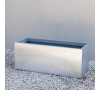 Primrose Zinc Galvanised Rectangular Silver Outdoor Trough Planter Xl 100Cm X H 40Cm