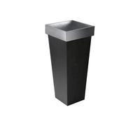 Primrose Zinc Galvanised Tall Flared Square Outdoor Garden Planter 89cm in Black Primrose Black