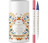 Primrosia Fauna - 60 Dual Tip Watercolor Brush and Fine-Tip Pens. Fineliner and Watercolor Brush Pens for Art Sketching Illustration Calligraphy Permanent Highlighter Bullet Journal Drawing Coloring.