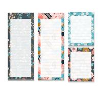 Prims & Flourish Magnetic Notepads for Refrigerator, 4-Pack Grocery List Magnet Pad for Fridge, to-Do List, Reminders, Scratch Pads, Floral Designs, 60 Sheets Per Pad