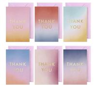 Prims & Flourish Thank You Cards with Envelopes, 24-Count, Ethereal Horizon Collection, 6 Designs, 4 x 6 Inches, Blank Inside Bulk Notes for Weddings, Baby Showers, Bridal Showers