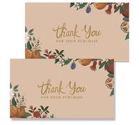 Prims & Flourish Thank You for Your Order Cards, 100-Pack, 2 x 3.5-Inch Business Card Size Small Business Thank You for Your Purchase Cards, Tuscan Blooms & Fruits