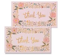 Prims & Flourish Thank You for Your Order Cards, Pack of 100 Gold Foil Floral Thank You Cards, 2 x 3.5 Inches, Business Card Size