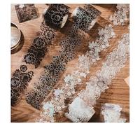 Primst 6 Rolls Lace Washi Tape Decorative Lace Pattern Self-Adhesive Tape White Black Floral Washi Aesthetic Lace Tapes for Journal, Gift Wrapping, Scrapbook, DIY Crafts, Photo Frame