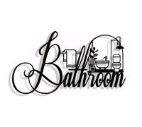 Primst Bathroom Sign, Bathroom Word Search Wall Decor, Funny Bathroom Sign Wall Decor, Bathroom Wall Art Metal Decor for Home Decorations (Black)