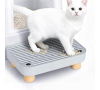 Primst Cat Litter Box Step - Anti-Slip Wooden Base Litter Catcher Mat, Anti-Tracking & Easy to Clean, Ideal Litter Box Ramp for Small & Senior Cats