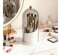 Primst Makeup Brush Organizer, Rotating Makeup Brushes Storage with Lid, Cosmetic Tools Organizer for Vanity Desktop Bathroom Countertop (Black)