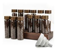 Primst Single Dose Coffee Bean Storage Tubes, 12 Tubes Coffee Bean Cellars Coffee Storage Containers Sealed Dosing Glass Vials for Tea, Coffee, Spices (short)