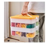 Primst Storage Box with Lid, Stackable Toys Organizers Building Blocks Storage Box Plastic Bead Container Clear Board Game Puzzle Sorter Bin (Yellow)