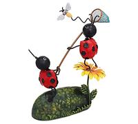 Primus Ladybirds Catching Dragonfly Metal Garden Decoration Ornament