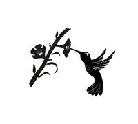 Metal Tree Silhouette Outdoor Garden Decor Wall Sign Black Indoor Hummingbird