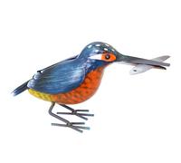 Primus Metal Kingfisher Garden Ornament Sculpture Gift, Hand Painted, 20 x 8.5 x 12cm