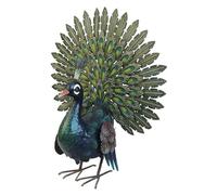 Primus Small Metal Displaying Peacock, Multicolor, Size: 47cm x 40cm x 20cm
