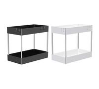 PRIMUZ Under Sink Organizer, 32x14x30Cm Bathroom Under Sink Storage, 2 Tier Under Bathroom Cabinet Organizer, Multi Purpose Storage Shelf For Kitchen Bathroom Cabinet