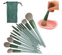 Primwand Professional Makeup Brush Set with Cleaning Bowl & Storage Pouch | 13 Piece Feathery Soft Brushes for Foundation, Concealer, Powder, Blush, Contour, Highlighter, Eyeshadow & Eyebrow Makeup