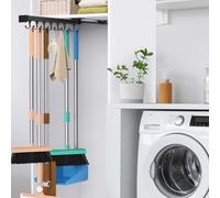 PrimZooty Pull Out Broom Holder With Adjustable Double Row Sliding Hook, Multifunctional Slide Broom And Mop Storage/Organizer Garage Organization Hooks, for Closet Laundry - 41cm/16.14inch