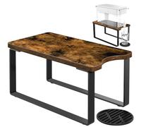 PrimZooty Water Filter Dispenser Stand Wood with Drip Tray - 7.9''W x 14.9''D x 7''H, Metal Stand Designed For Brita Filter, Compatible with Zero Water, PUR, Waterdrop etc