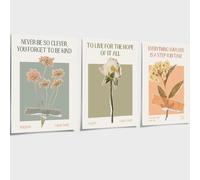 Prinajssiad 3 Piece Taylor August Poster, 12x16in Music Song Swiift Lyric Quotes Canvas Wall Art, Vintage You're on Your Own Kid Floral Print, Retro Botanical Flower Pictures for Girls Room Unframed