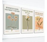 Prinajssiad 3 Piece Taylor August Poster, 16x24in Music Song Swiift Lyric Quotes Canvas Wall Art, Vintage You're on Your Own Kid Floral Print, Retro Botanical Flower Pictures for Girls Room Unframed