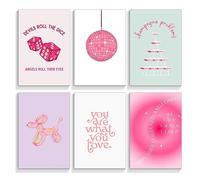 Prinajssiad 6 Piece 16x24in Unframed Pink Preppy Posters for Room Aesthetic, Folklore Taylor Affirmations Poster Canvas Wall Art, Singer Champagne Problems Prints, Girl Bedroom Dorm Wall Collage