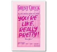 Prinajssiad Youre Like Really Pretty Canvas Wall Art, Pink Preppy Guest Check Room Aesthetic Poster, Funky Dorm Decor, Trendy Teen Girl Retro Art Bedroom Print 16x24in Unframed
