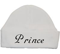 Prince Baby Beanie Hat/Cap - 0-3 Months - White