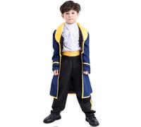 Prince Charming Costume for Boys Beauty and The Beast Costume Shirt Jacket Pants Full Set with Headgear Halloween Cosplay Birthday Carnival Toddlers Kids King Dress Up Outfit Blue-King 7-9 Years