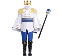 Prince Costume - Boys Long Sleeve Tunic with Crown & Cane Set 110cm | Complete prince charming costume for boys includes tunic, crown and cane. for Halloween, dress-up parties