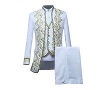 Prince Costume Men's 3-Piece Edelmann Coat Men's Embroidery Includes Suit Vest & Trousers Steampunk Jacket Medieval Court Suit Gothic Tailcoat Royal Prince Clothing Halloween Carnival Theme Party
