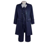 Prince Costume Men's 4-Piece Gothic Steampunk Coat Men's Embroidery Including Suit Vest & Trousers & Bow Tie Jacket Medieval Yard Nobleman Blazer Royal Prince Clothing Halloween Costume