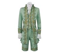 Prince Costume Men's 5 Pieces New 2025 Edelmann Coat Men's Embroidery Including Suit Vest Trousers Bow Tie Arm Warmers Steampunk Jacket Medieval Blazer Gothic Royal Clothing Halloween Costume