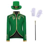 Prince Costume Men's Set, Trendy Steampunk Men's Coat, Includes Hat & Scepter & Gloves, 4-Piece Gothic Jacket, Blazer, Halloween Theme Party, Carnival, Cosplay