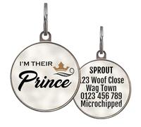 Prince Dog Tag - Personalised Pet ID Tag for Cats and Dogs - 2 Sizes - Custom Double-Sided Metal Name Tag - Waterproof, Durable Collar Charm for Pets - Cute Royal Pet ID Disc