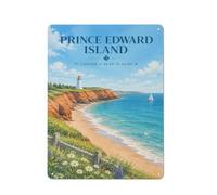 Prince Edward Island Lighthouse Tin Sign 40x30cm, Home Wall Decor | Metal display signs complement modern home styling for a simple coordinated look.