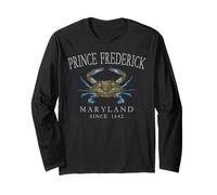 Prince Frederick Maryland Blue Crab Since 1649 Grey Letters Long Sleeve T-Shirt