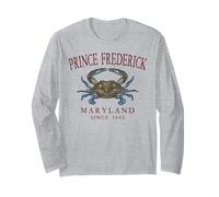 Prince Frederick Maryland Crab Since 1649 Burgundy Letters Long Sleeve T-Shirt