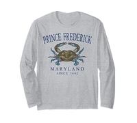 Prince Frederick Maryland Crab Since 1649 Navy Blue Letters Long Sleeve T-Shirt