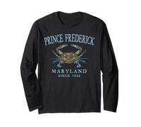 Prince Frederick Maryland Crab Since 1649 Pale Blue Letters Long Sleeve T-Shirt
