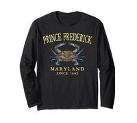 Prince Frederick Maryland Crab Since 1649 Yellow Letters Long Sleeve T-Shirt