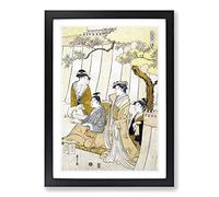 Prince Genji and Three Young Women by Chobunsai Eishi Framed Print | A2 Black Framed Wall Art | Ready to Hang | Modern Nature Picture | Living Room Bedroom Lounge Office