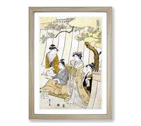 Prince Genji and Three Young Women by Chobunsai Eishi Framed Print | A2 Oak Framed Wall Art | Ready to Hang | Modern Nature Picture | Living Room Bedroom Lounge Office