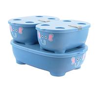 Prince Lionheart Bentomal Boxes | Cute Kids Lunch Boxes | Stackable Set Of 3 Different Sizes | Microwaveable With Vent | Dishwasher Safe - Blue Elephant
