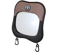 Prince Lionheart Rear View Mirror | Shatter-Proof | Clear-View Convex Design | Durable | 2 Carabineer Clips | Durable - Black & Brown