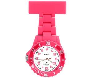 Prince London NY New York Rubberised Plastic Nurses fob Watch with pin - Dark Pink with White face