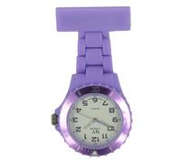 Prince London NY New York Rubberised Plastic Nurses fob Watch with pin - Light Purple with White face